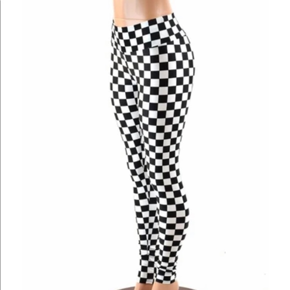 High-Waisted, Checker Coquetry Leggings - Picture 2 of 6